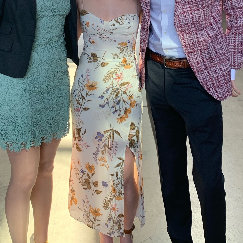 Reformation Cream Floral Midi Dress